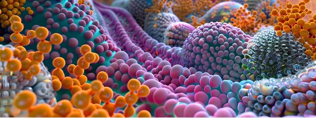 Obraz premium Vibrant 3D Visualization of a Lipid Bilayer Cell Membrane Structure Showcasing Phospholipid