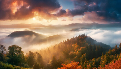 Natural landscape, high mountains at dawn