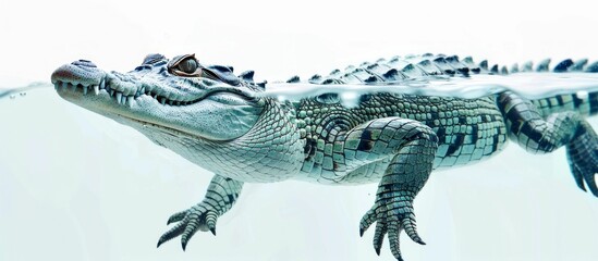 Crocodile Swimming Underwater in Clear Water. Generative ai