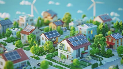 Illustration of a person integrating renewable energy microgrids in communities