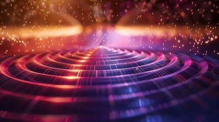 Obraz premium Radiating Electromagnetic Waves in Vibrant Digital Visualization