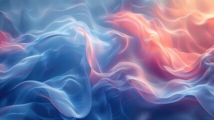 Obraz premium Abstract Painting of Blue and Pink Waves