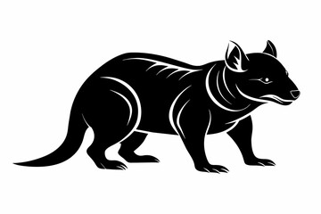  A Tasmanian silhouette black vector artwork illustration