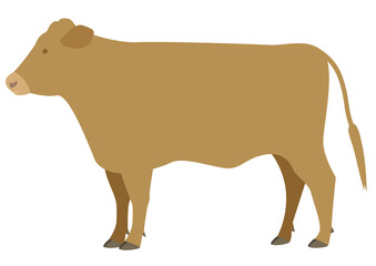 Clip art of brown cattle seen from the side