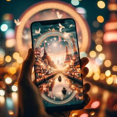 Hands holding a fire with a tentacles coming out of it