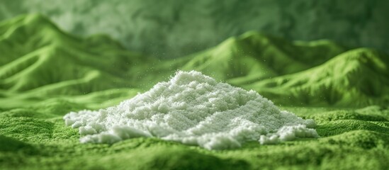 Vivid Visuals of Cat Powder Displayed Against a Vibrant Green Backdrop for Captivating Attention and Visual Appeal