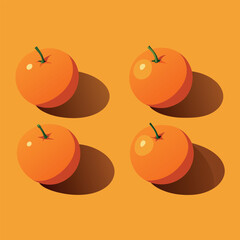 4 equal-aligned orange fruit vectors taken from different angles stock illustration vector