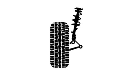 Car suspension, black isolated silhouette