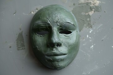Green mask in the museum, Istanbul, Turkey,  Close up