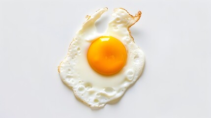 Fried Egg in Shape of Hen's Head on White Background with Minimalist Lighting and Surreal Concept