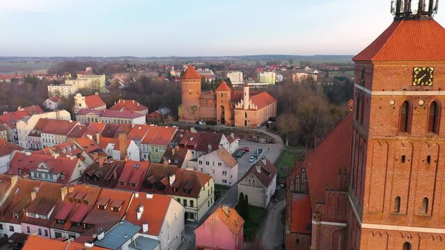 Teutonic castle in Reszel at sunset, Poland.