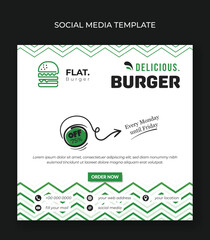 Social media post template in square white background with simple zigzag pattern