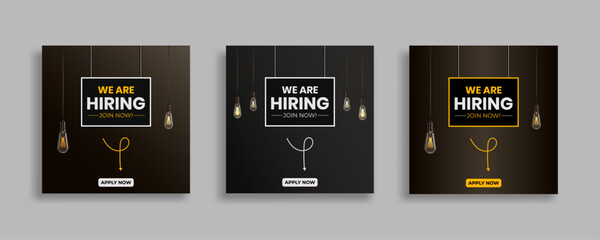 We are hiring job vacancy social media post or square web banner template vector design