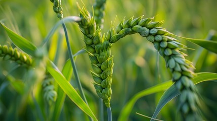 Fototapeta premium Green Wheat Stalks Woven into a Love Shape with Photography