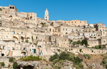 Obraz premium Matera, ancient town (Sassi di Matera), Basilicata, Southern Italy. Unesco World Heritage Site.