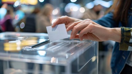 Voting Process, Close-Up of Ballot Being Submitted in Box