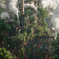 Air pollution crisis of danger PM 2.5 carbon dioxide dust smoke from coal power plant. Air pollution on city or town.