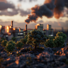 Air pollution crisis of danger PM 2.5 carbon dioxide dust smoke from coal power plant. Air pollution on city or town.