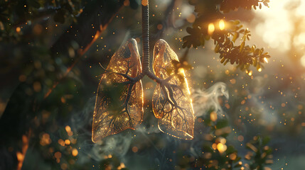 Forest trees in the Lung shape. Concept image, Showing dense forest trees in the shape of a lung. In the lush and pristine forest.