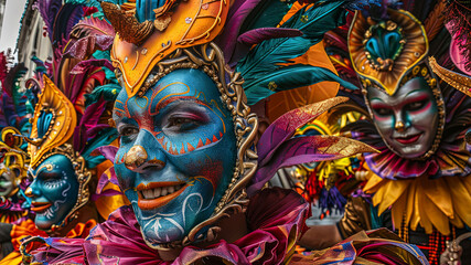 close up of a carnival mask, close up of a carnival scene in the brazil, face with carnival mask,...