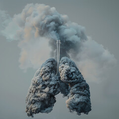 A lung made of trees filled with burning black coals, a sensation of breath and relief.