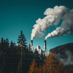 Air pollution crisis of danger PM 2.5 carbon dioxide dust smoke from coal power plant. Air pollution on city or town.