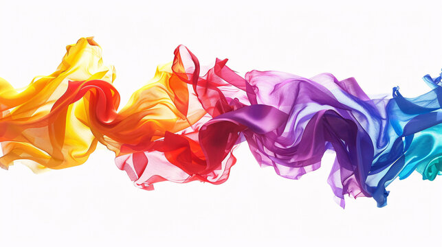 An artistic LGPTQ+ Pride flag depiction with a gradient of rainbow colors blending seamlessly on a stark white background, creating a striking contrast that emphasizes inclusivity and pride