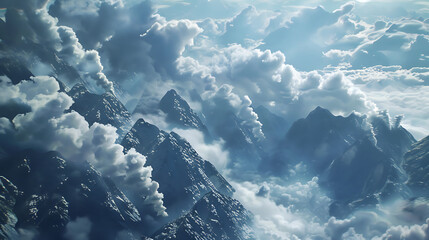 Winter landscape with a lake and mountain peaks in the background. Winter Mountains Landscape Alps during Snowfall. Snow covered mountain. Cloud no mountain