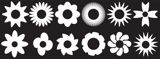 Four chamomile icon. White daisy camomile set line. . Cute round flower head plant collection. Love card symbol. Growing concept. Nature style. Flat design