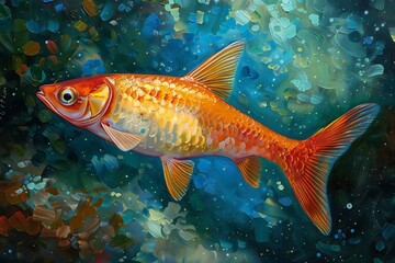 Digital image of neo-impressionism art style , platy fish painting 