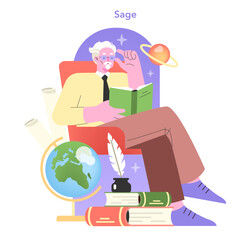 Sage Archetype illustration. Enlightening vector artwork.