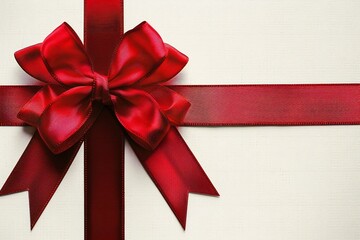 Illustration of red bow and ribbon in gift card , high quality, high resolution