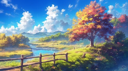 Fototapeta premium Beautiful illustrations of scenic vistas