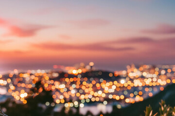 The lights of the night city. Blurred background. Lanterns on the street. big city lights in the...