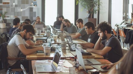 Obraz premium Group of People Working on the Laptops in Office