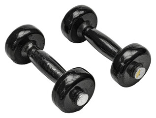 Black dumbbells for strength training isolated on transparent background png