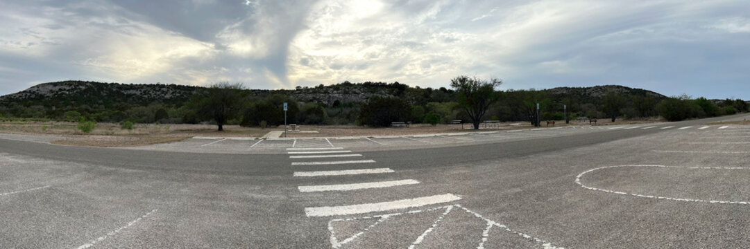 Cloudy spring evening at the Kickapoo Cavern State Park picnic area in the Texas Hill Country