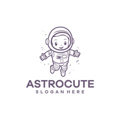 Astronaut kids logo vector illustration