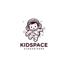 Astronaut kids logo vector illustration