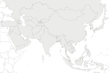Blank Political Asia Map vector illustration isolated in white background. Editable and clearly labeled layers.