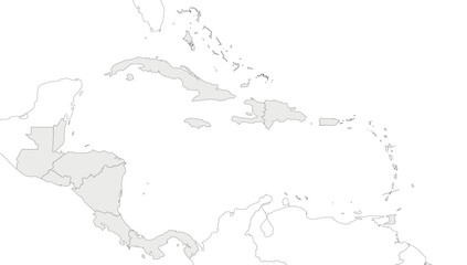Fototapeta premium Blank Political Caribbean and Central America Map vector illustration isolated in white background. Editable and clearly labeled layers.