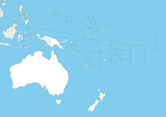 Blank Political Oceania Map vector illustration with countries in white color. Editable and clearly labeled layers.