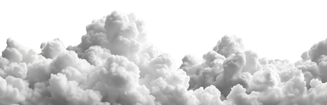 White fluffy 3D clouds for various uses isolated on transparent background png