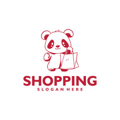 Shopping panda logo vector illustration