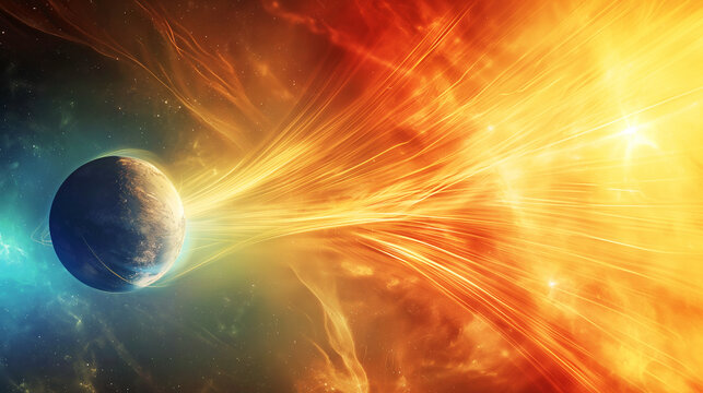 Geomagnetic storm , earth burn by solar wind  ,The magnetic field protecting the Earth was destroyed. education use