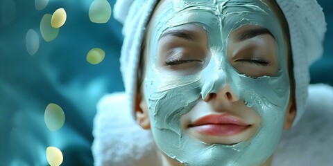 Using a soothing face mask for relaxation and moisturizing your skin. Concept Skincare routine, Self-care practices, Beauty treatments, Facial pampering, Relaxing with a face mask