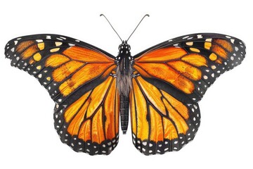monarch butterfly flat design, front view, migration theme, water color, monochromatic color, no background