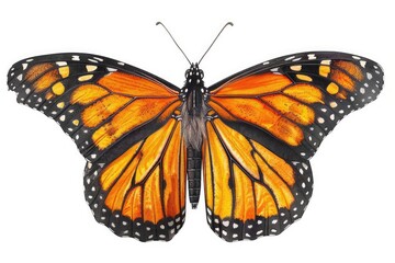 Fototapeta premium monarch butterfly flat design, front view, migration theme, water color, monochromatic color, no background