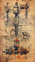 Abstract of A ancient microscope in vector art
