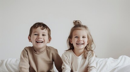 Candid Moments of Kids' Wonder and Joy in a Minimalist Studio Setting on a Pure White Backdrop, Magazine Photography Featuring Playful and Happy Child Generative ai